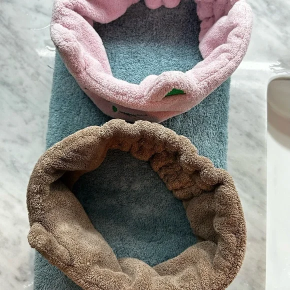 Cute Pink and Brown Elastic Cat Ear Headbands. Wear when washing off makeup - Picture 4 of 5